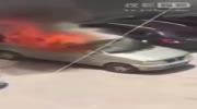 Man on fire drives car
