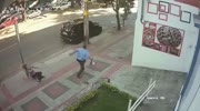 Man gives a kick to girl's face