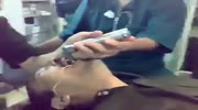 Surgical team removes a wrench from a mans throat
