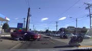 2 MOTORCYCLISTS CRASH INTO CAR