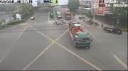 Truck Crushes Three Scooter Riders To Death At An Intersection.