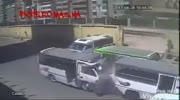 Man gets crushed between 2 buses