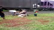 Man gets rammed by a train