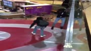 Thief diseapears in mall floor