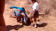 Helpless girl gets beaten by a bunch of bitches