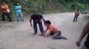 Street fight tirns into a violent beating