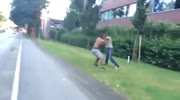Strange fight on a street somewhere in Germany.