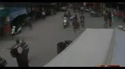 Van drags a motorcyclist