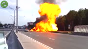 Car on fire explodes....