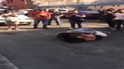 Mexican women fight on a dirty road