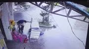 truck nearly crashes people