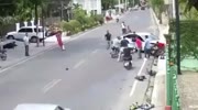 COLLISION BETWEEN CAR AND MOTORCYCLE