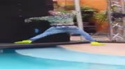 Dude high as fuck falls into a pool