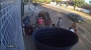 car strikes people