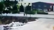 Run over and sent to fly