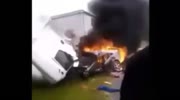 head-on collision between car and truck