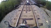 Old railroad bridge is not the best place to ride your bike
