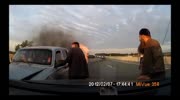 Rescuing people from a burning vehicle ..
