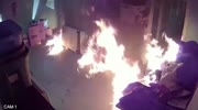 man enters a shop and set on fire