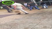 Dude gets beaten by several guys