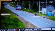 Biker crushed by bus