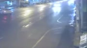 car launches the man on motorcycle