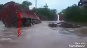 Truck sinks in river