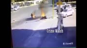 Biker crash and Bike instantly bursts into flames