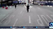 Police is wounded with knife by an aggressive male