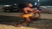 Topless girls fight