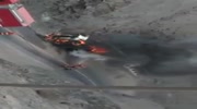 Truck on fire after an accident