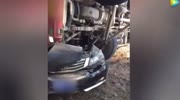 truck falls on car driver death instantly