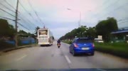 Rider falls head first under the bus