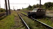 Drunk Russians stuck on tracks