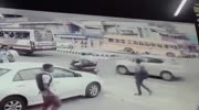 Woman falls under the bus and gets run over
