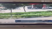 Couple on e-vehicle meets a truck