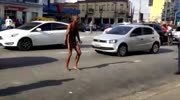 Naked knife wielding drugged man vs cops