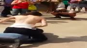 Girl attacks a man with her boobs