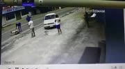 Rider flies over a car