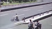 Cyclists survives meeting with a red truck