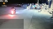 Woman rolling a cart is thrown like a ragdoll by a car