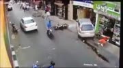 Man sitting is run over