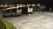 Pedestrian crushed by bus