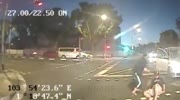 Motorcycle driver gets hit by car
