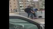 Russian couple having sex on a parking lot