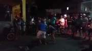 Helmets involved into a mass brawl near the club