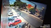 BAD LUCK man who opened the door of his car is hit by a car out of control