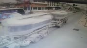 Rider gets crushed by a cement truck