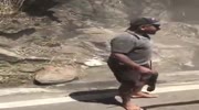 Truck overtakes in a wrong place and overturns