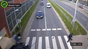 Always brake for a pedestrian crossing